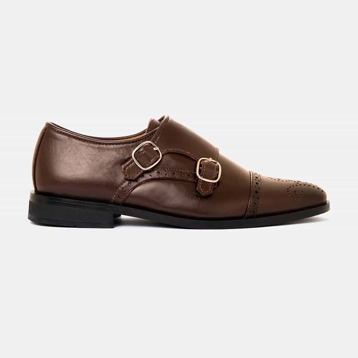 Double Monk with Brogue in Cocoa