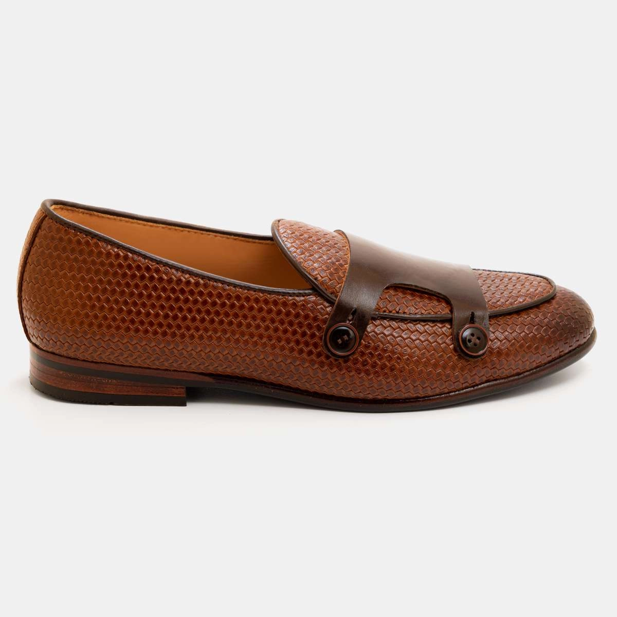 Embossed Pattern & Buttoned Double Monk