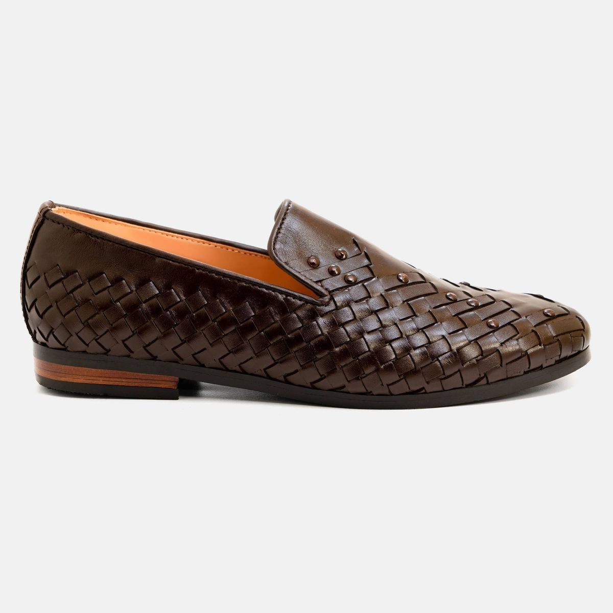 Studded Loafer in Crossed Braid