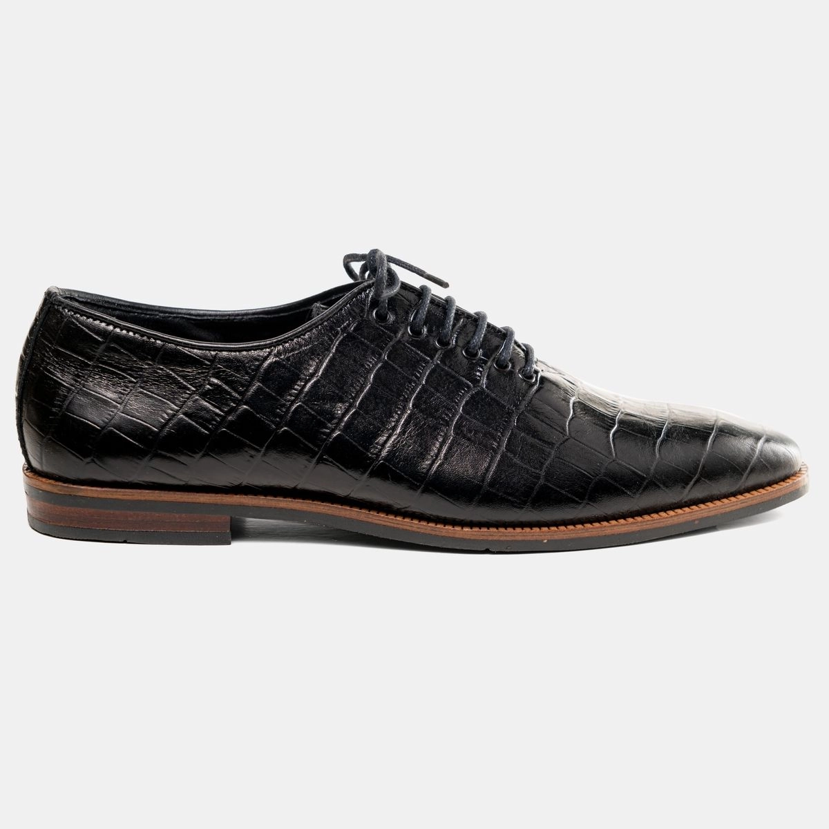 Croc Patent Oxford Shoe Black
