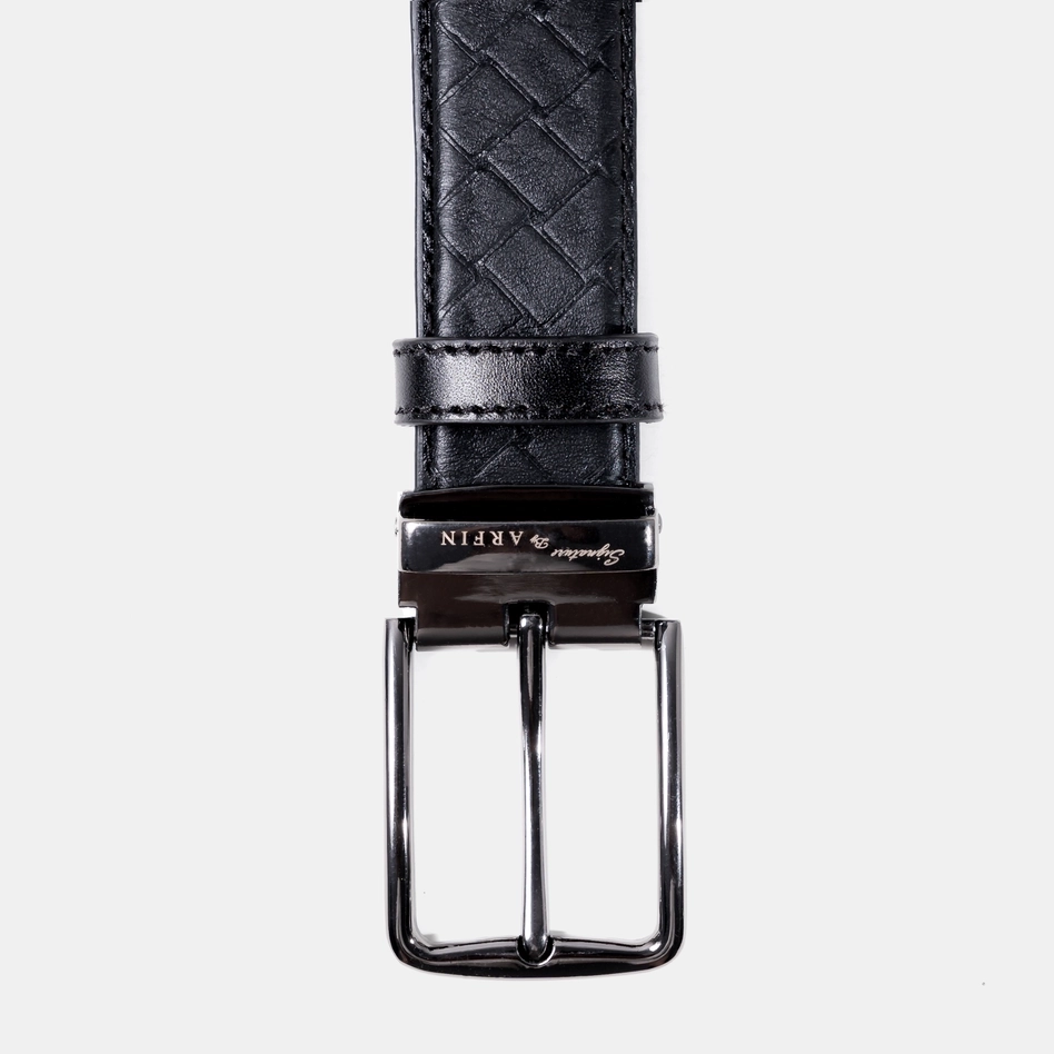 Rectangular Embossed Black Formal Belt Gun Buckle