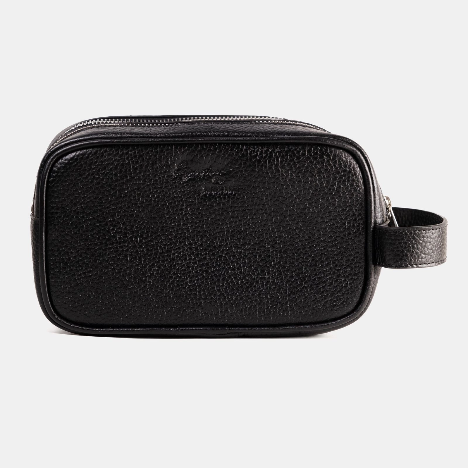 Double Chamber Toiletry Bag Black Grain