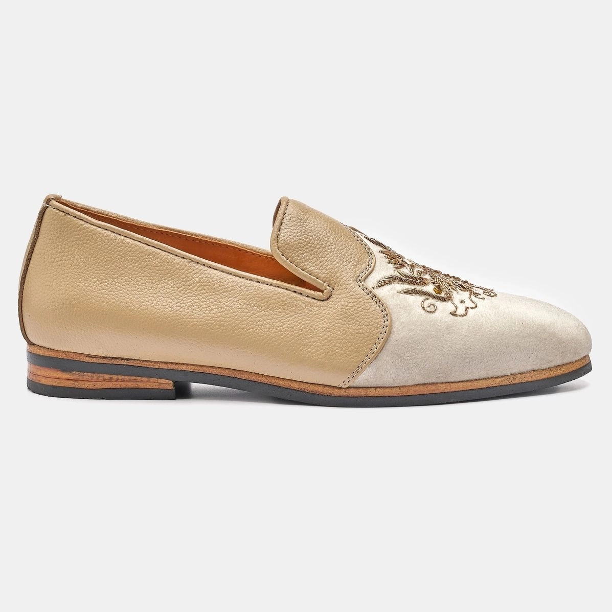Tribal Zardozi Velvet and Leather Slip-On
