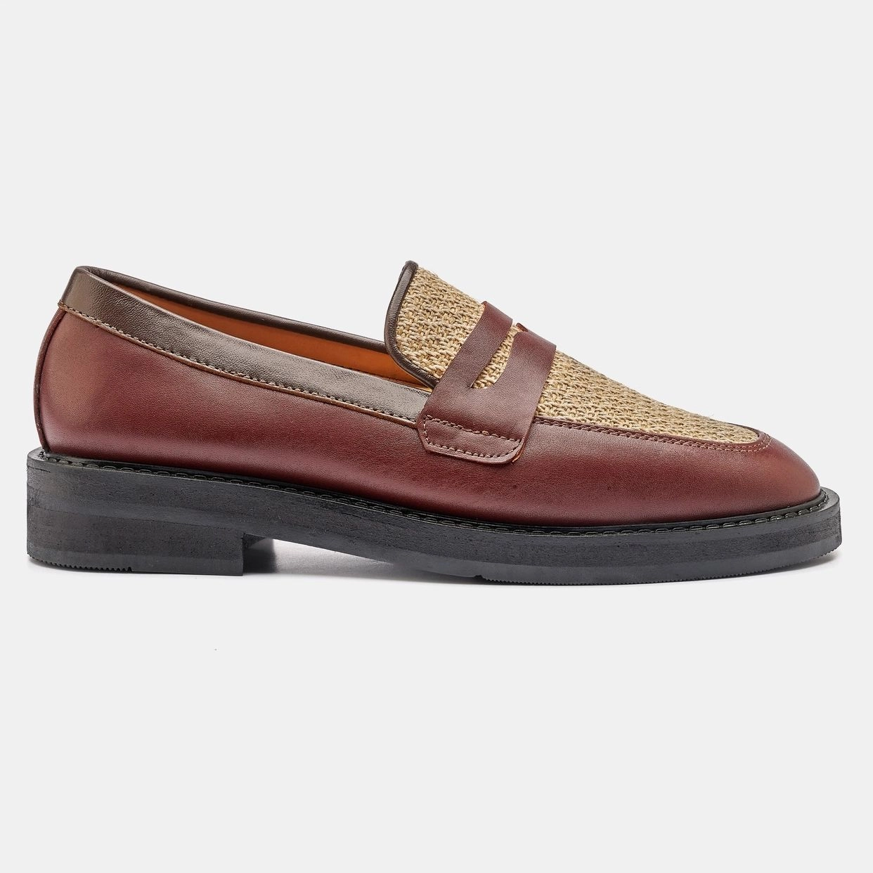 Jute Mix Cocoa Penny Loafer High Sole
