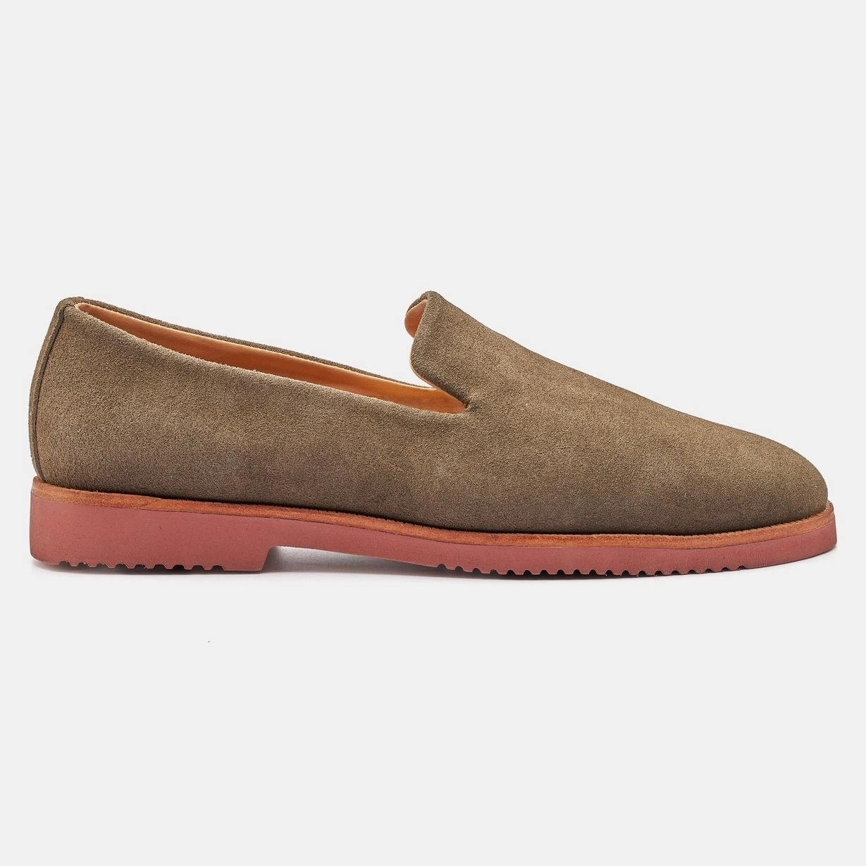 Lightweight Grey Suede Plain Loafer with Red Sole