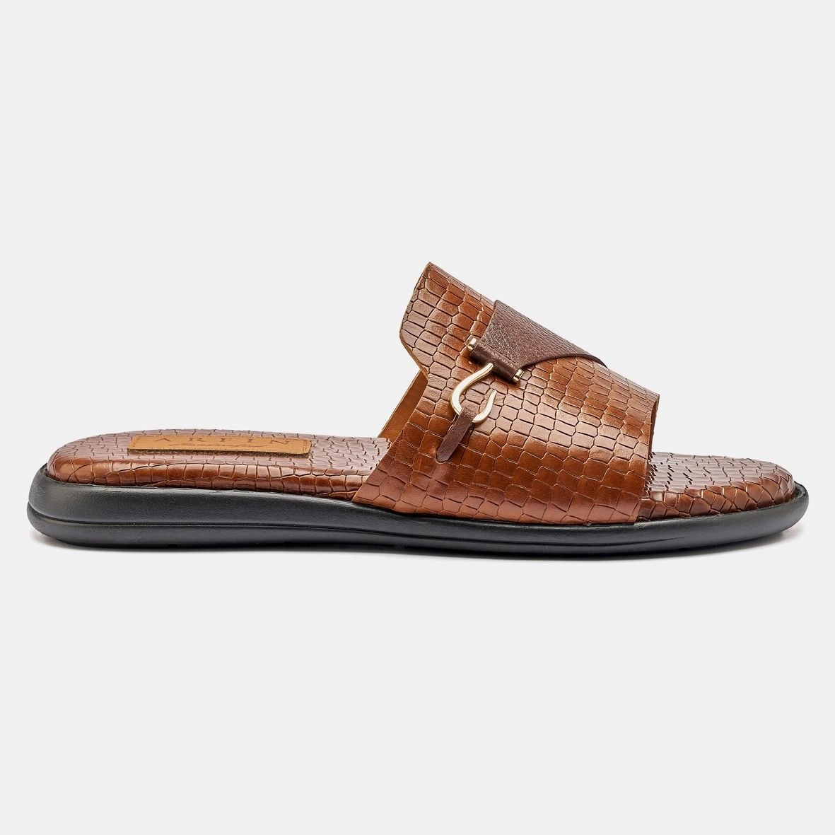 Tan Cocoa Embossed Single Hook Sandal