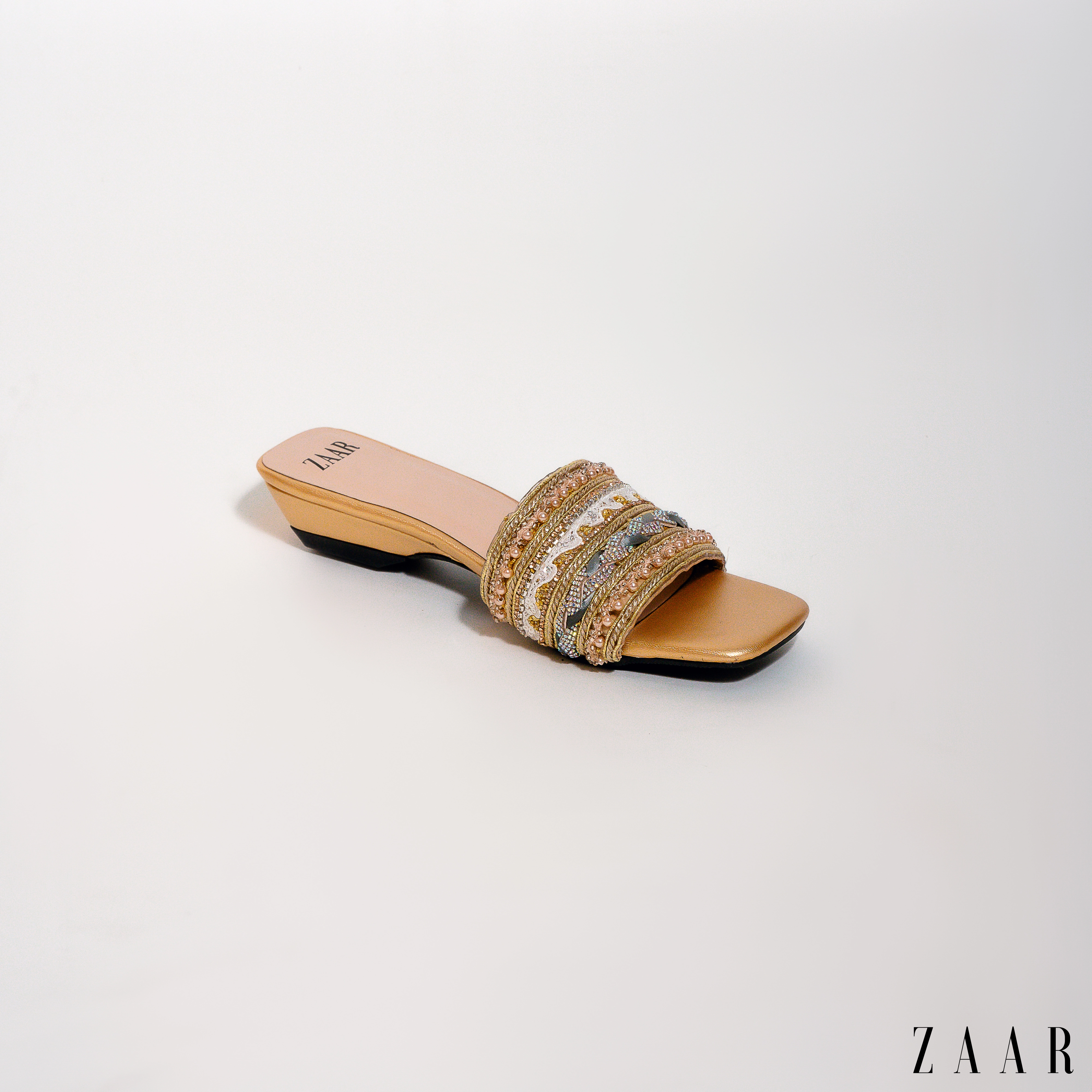 Royal Embellished Gold Slides