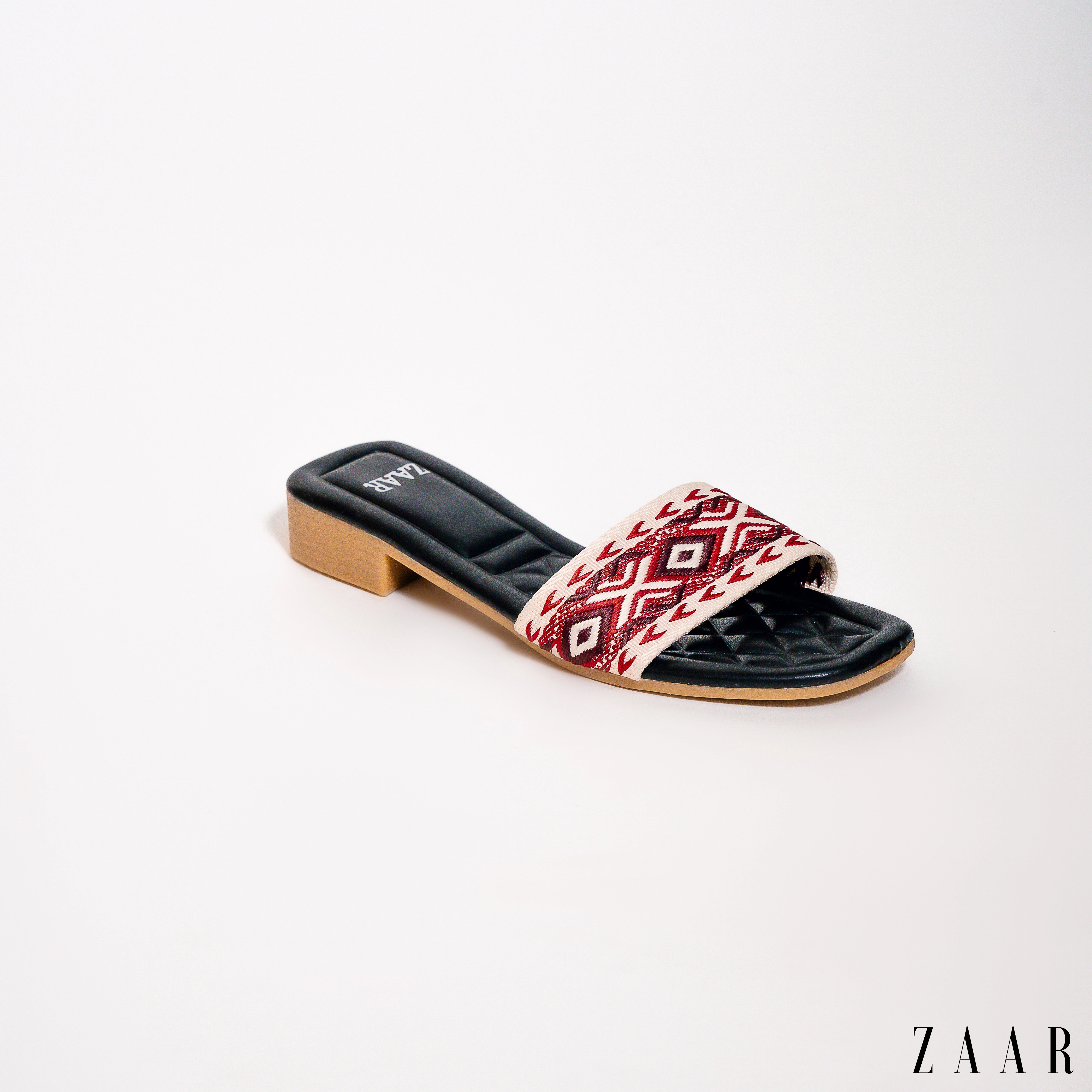 The "Nomad" Embroidered Slide in Crimson Earth