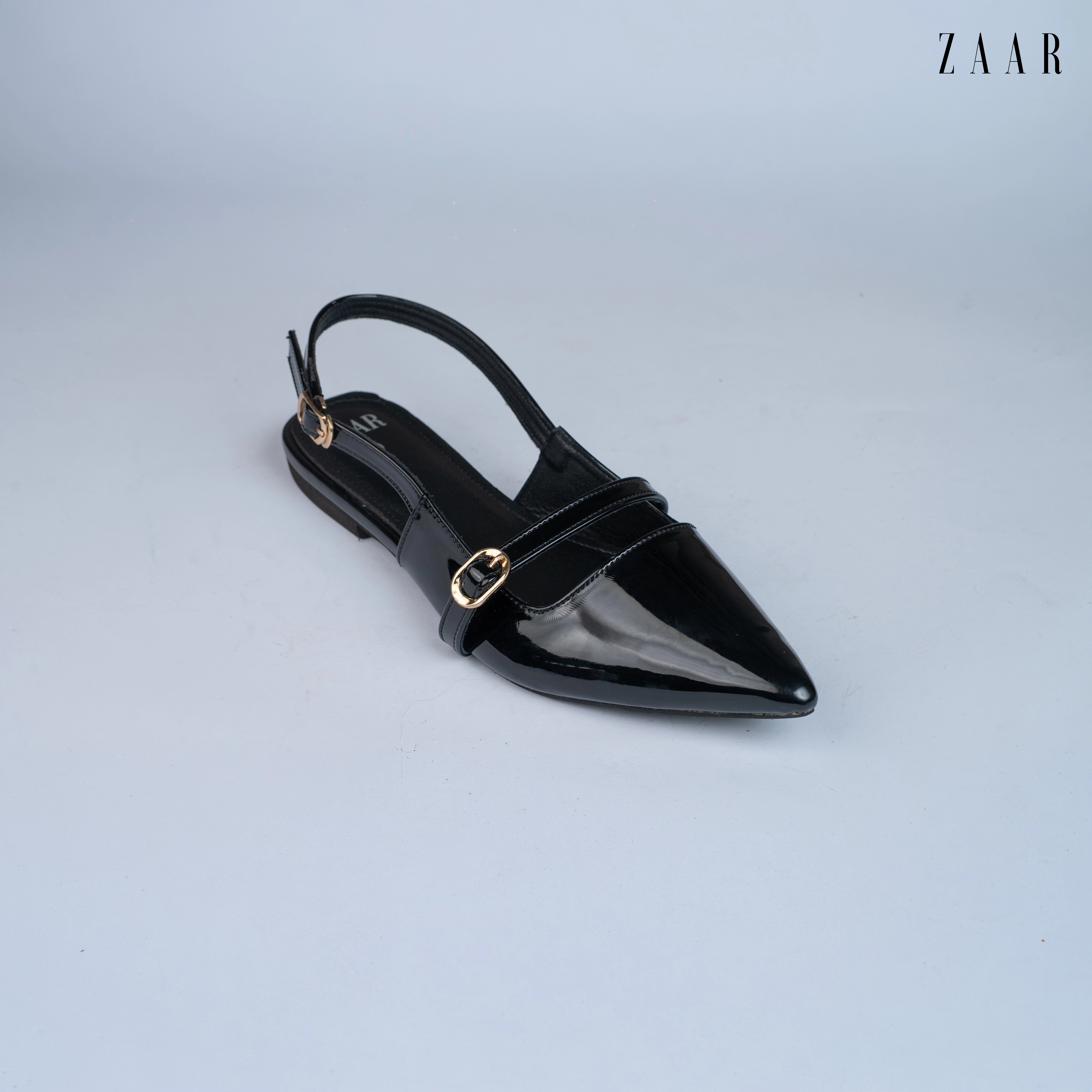 Noir Patent Pointed Slingback Flats