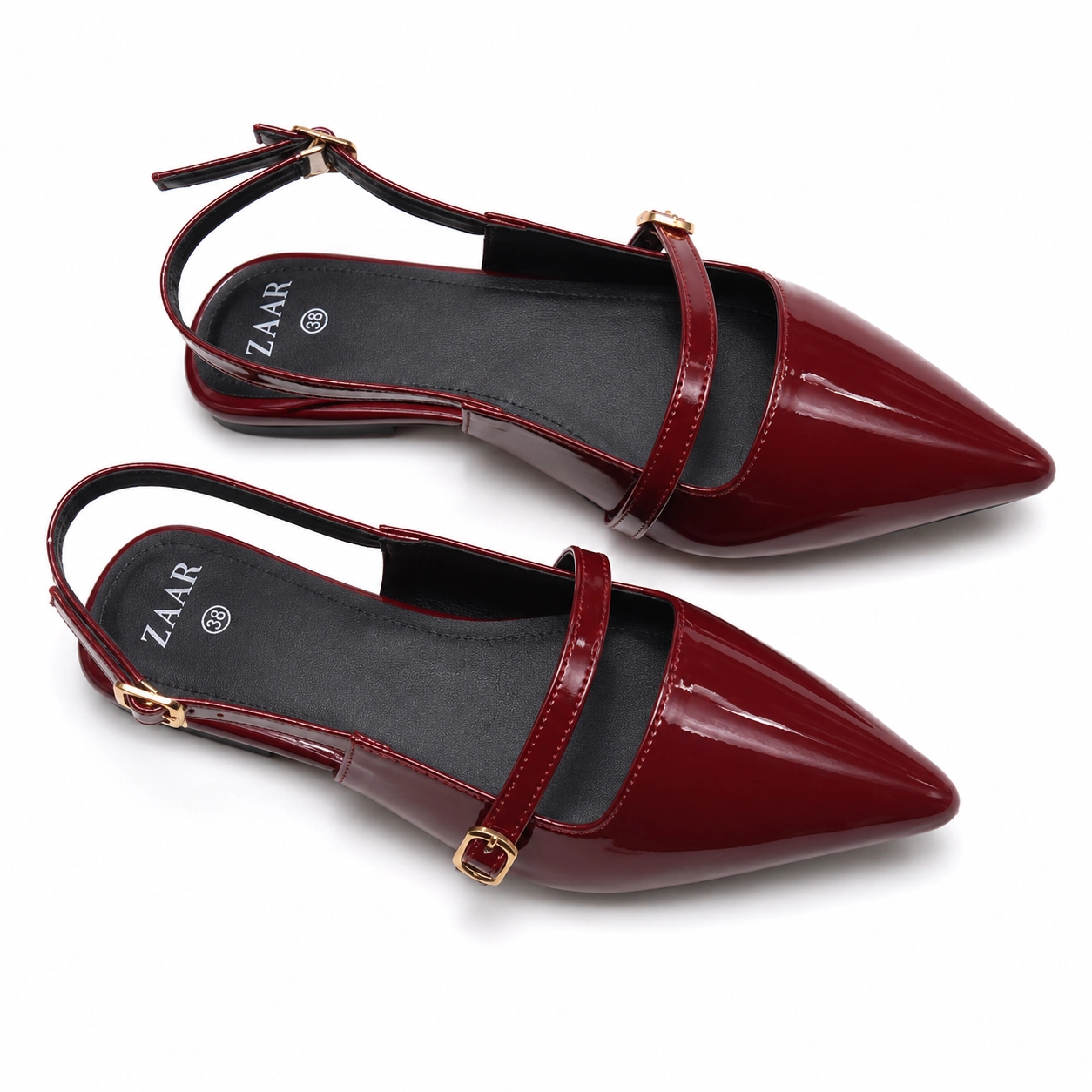 Burgundy Patent Pointed Slingback Flats