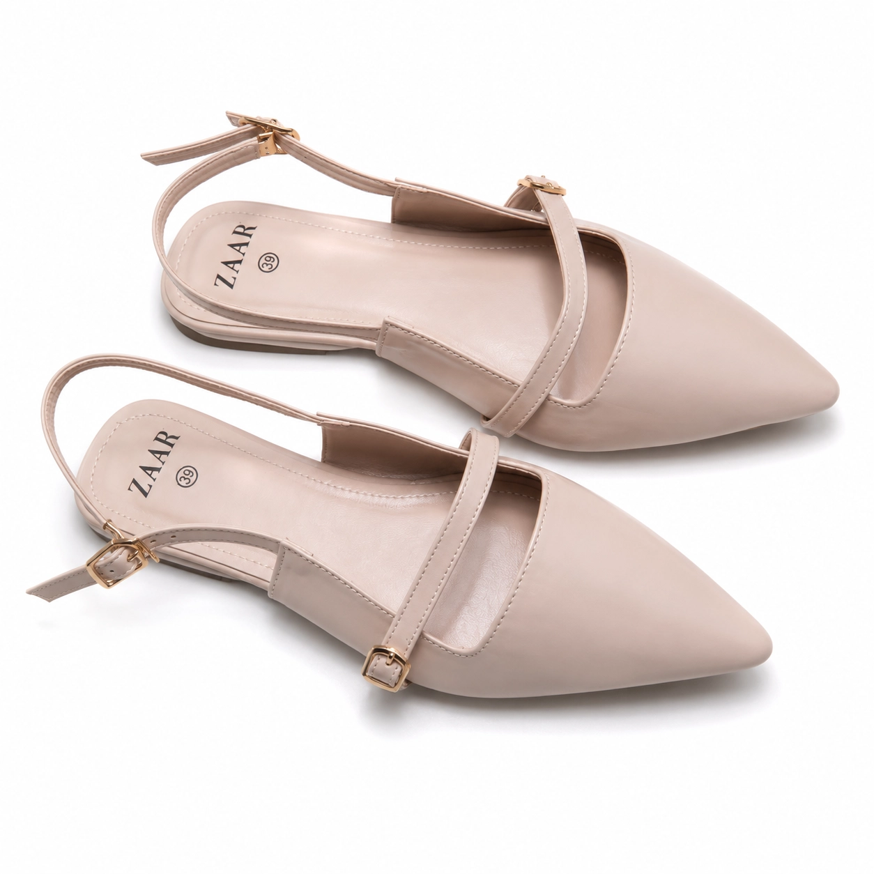 Nude Pointed Sling-back Flats