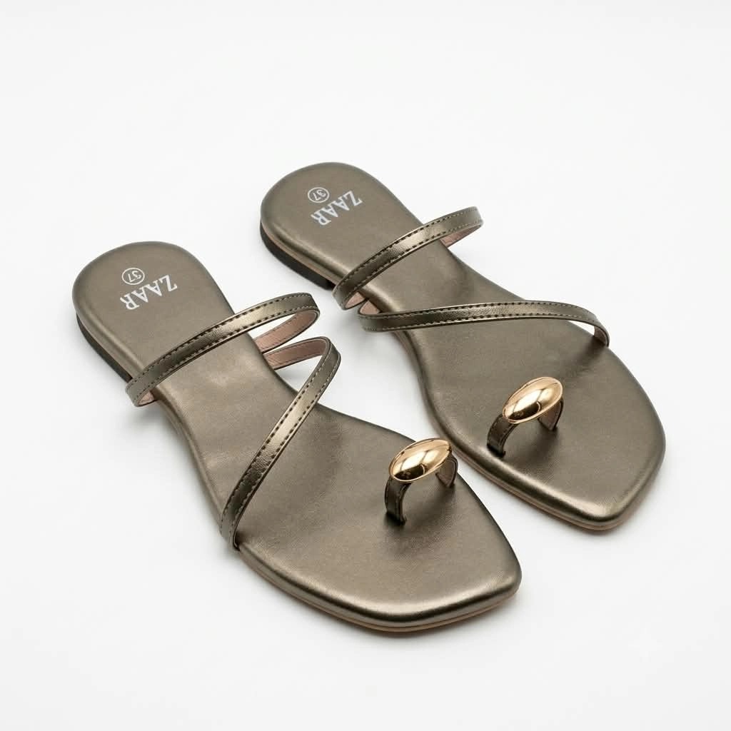 Pewter Sculpt Toe-Ring Slides