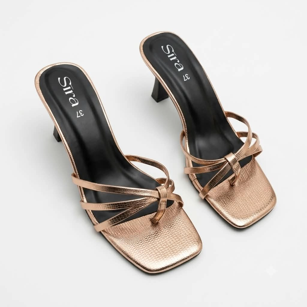 Sira Rose Gold Knot Flare Mules