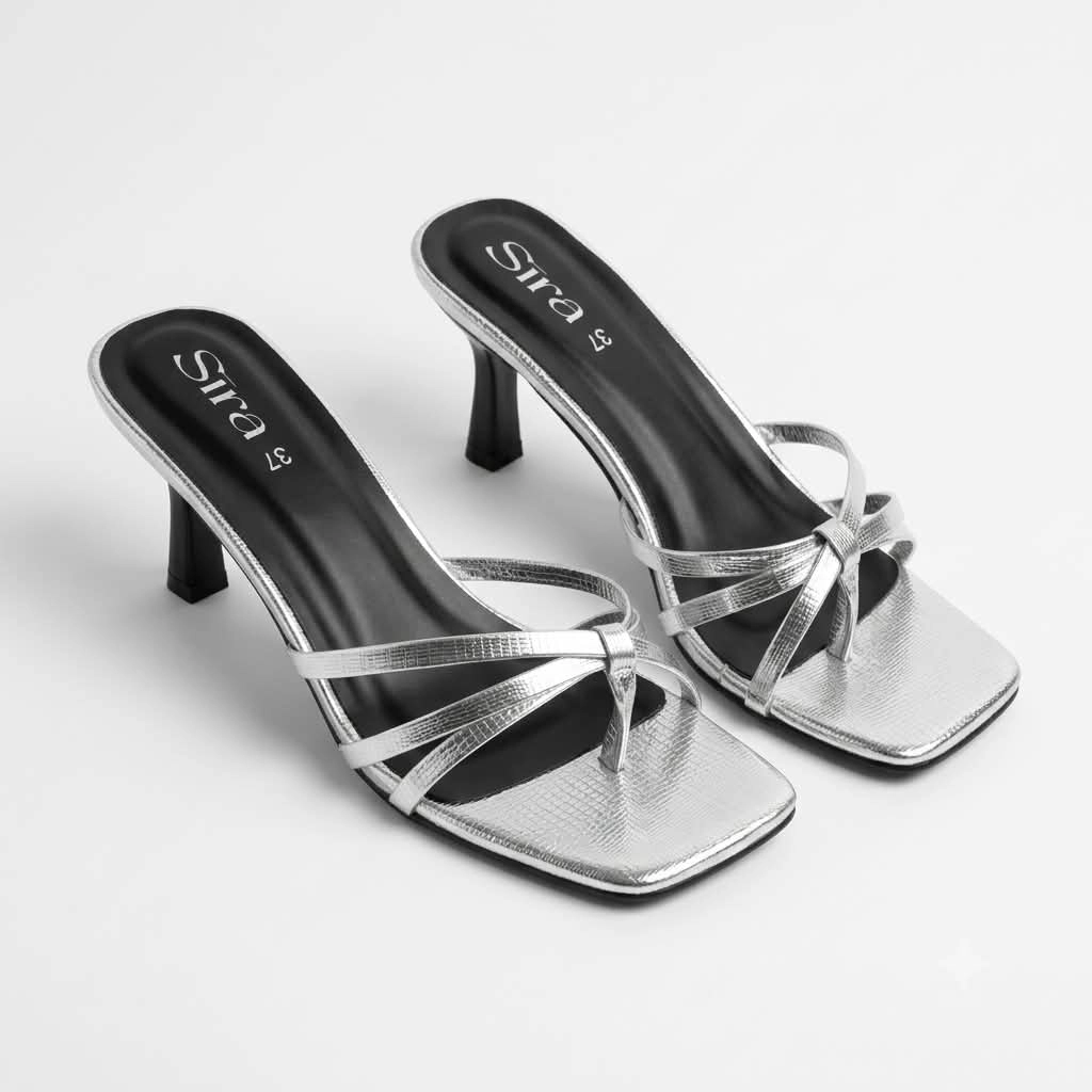 Sira Silver Knot Flare Mules